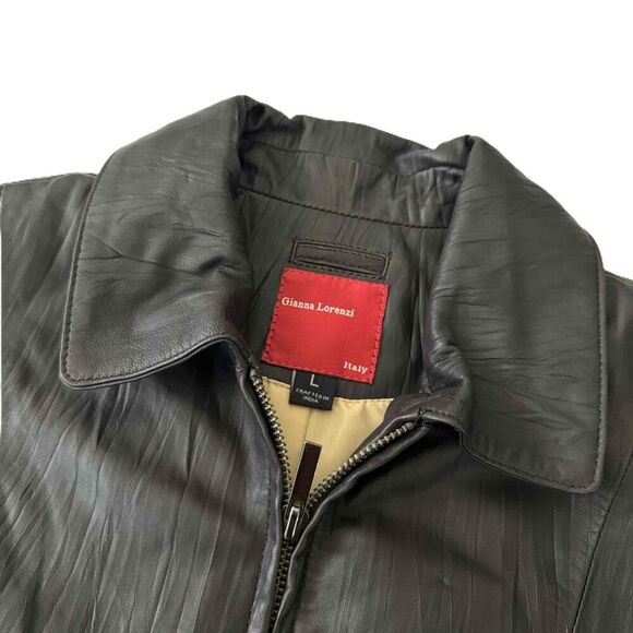 NWT Gianna Lorenzi Italy Leather Jacket L Large Full Zip Biker Black - Picture 3 of 5
